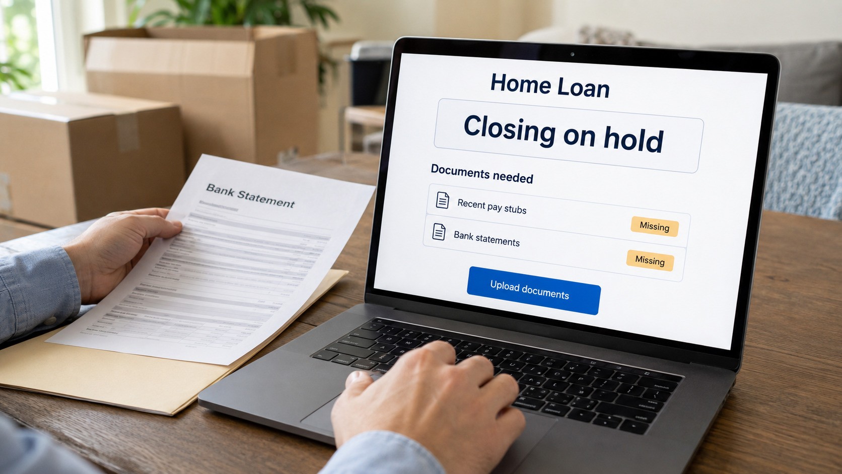 Home closing on hold