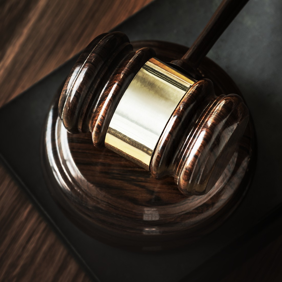 Close-up of a gavel on a table